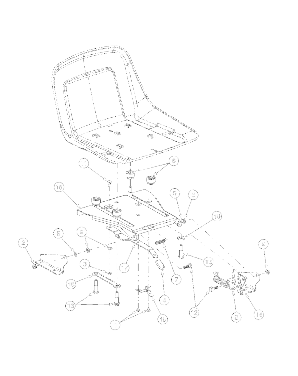 Seat Diagram and Parts List for 17AA5AAG700 2008 Yard Machines Lawn Tractor